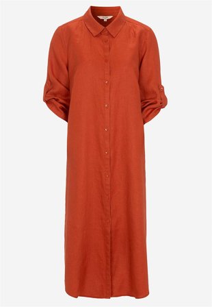 Cellbes of Sweden - Skjortekjole Premium i lin i rust for damer i størrelse 54/56