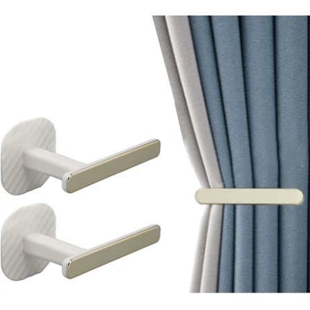 2 STK. Gardinbindere, Selvklæbende Gardinholdere Hvide og Guld Dekorativ Gardinbinder Krog