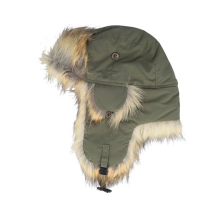 MJM Hats - Grün trapper Mütze - Recycled Taslan/Faux Fur Army/Natural Trapper @ Hatstore