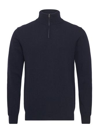 Eco Wool Halfdan Knit Tops Knitwear Half Zip Jumpers Navy Mads Nørgaard