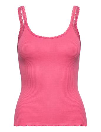Cotton Top Regular W/ Lace Top Ærmeløs Top Lyserød Barbara Kristoffersen By Rosemunde