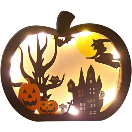 Halloween-aiheinen puinen koriste, syksyinen pöytäkoriste Halloweenille, kiitospäivälle, sadonkorjuulle ja syksylle