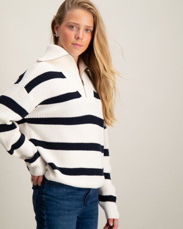 Tommy Hilfiger STRIPE HALF ZIP SWEATER Blå Genser Jente - Kids Brand Store