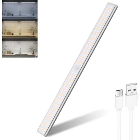 LED Kjøkkenlampe USB Oppladbar, 35CM LED Garderobelampe, Trådløs Innendørs Bevegelsessensorlampe