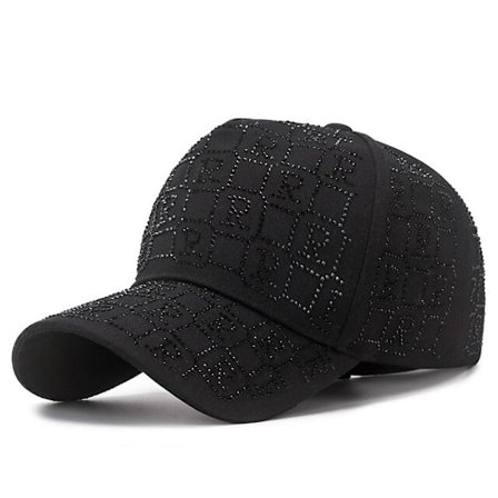 YQ 2023 Trendig Rhinestone Letter Hat Mode Mångsidig BLACK