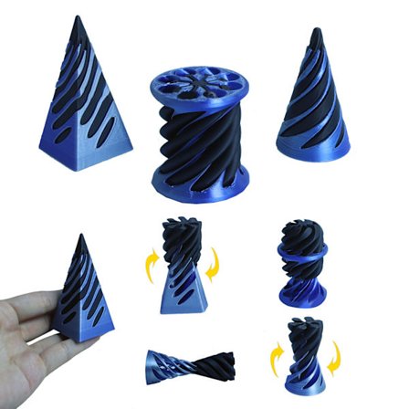 3-pakning Impossible Cones, Spiral Cones Fidget Toy Impossible Pyramid End-to-End Toy blå