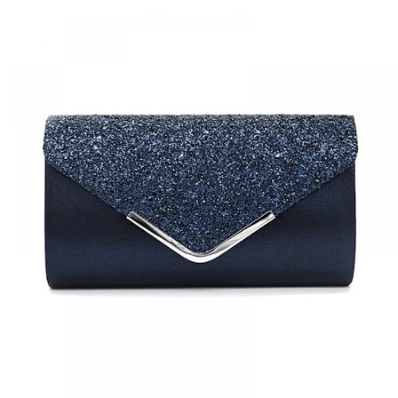 (Blå) Glittrande Kvälls Kuvert Clutch Axelväska Kedja Bröllop Clutch Plånbok