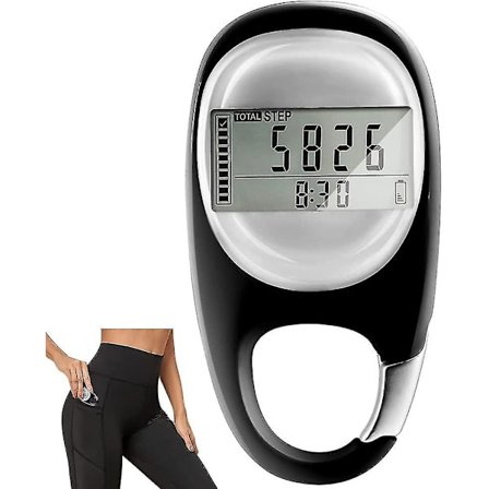 3D digitalt skritteller, enkelt skritteller for å gå med karabinkrok, spor trinn og kilometer