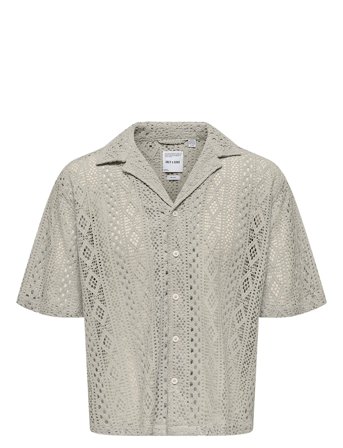 ONLY & SONS Onsnovak Rlx Resort Ss Lace Shirt - Cream - L