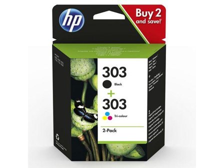 HP 303 Combo Pack - 2-pack - svart, fargebasert trikolor - original - blekkpatron