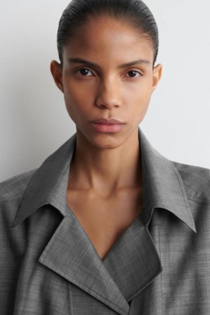 COS Women's Camicia In Lana E Ramiè Con Nodo Sul Davanti in Grigio