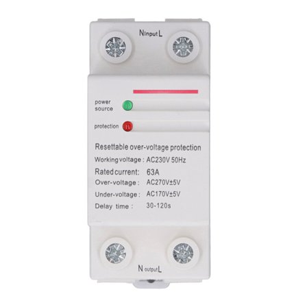 Automatisk tilbakestilling overspenningsvern enfase DIN-skinne montering 220-240V 63A