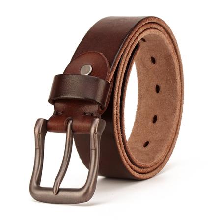 Kaffemän Lærbelte i ekte skinn 38 mm Full Grain Lærbelte for jeans Arbeid - Casual herrebelter Brun Svart - Størrelse 130 cm - 3,8 mm tykk