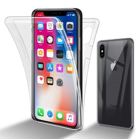 Fodral för Apple iPhone X / XS Etui i GENOMSIKTIGT Material Hölje Etui Case Cover 360° Full Body Skydd skärmskydd