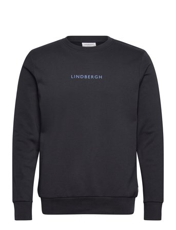 Lindbergh Logo Chest Print O-Neck Sweat - Black - L