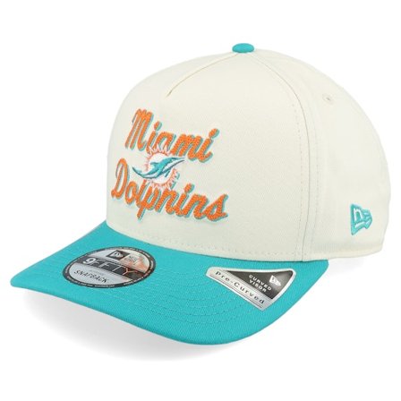 New Era - NFL White adjustable Czapka Z Daszkiem - Miami Dolphins 9FIFTY Chainstitch White/Teal A-Frame Adjustable @ Hatstore