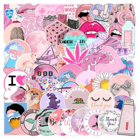 50st Rosa Klistermärken med Olika Motiv