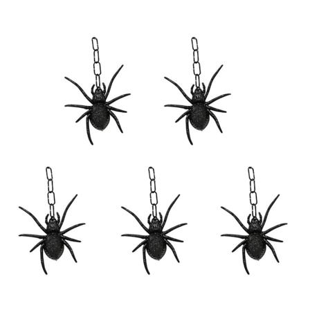 Svart 5-pack Halloween Ljusupplysta Spindelprydnader Heminredning Hantverk Svart
