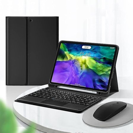 2021 Ipad Pro 12.9 5:e 4:e 3:e generationens tangentbordsfodral med Bluetooth-mus Sött runt tangentbord med färgade tangenter Pekplatta Avtagbar - 