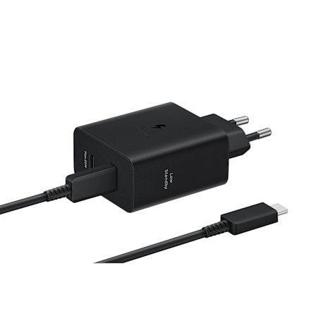 Samsung Original 50W 2x USB-C Laddare EP-T5020 Inkl. 1.8m USB-C Kabel Svart
