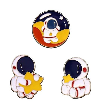 3 Pak Astronaut Lapel Pins Enamel Badge Sød Broche Pin Tegneserie Rum Pin Sæt Tøj Taske Jakke Tilbehør