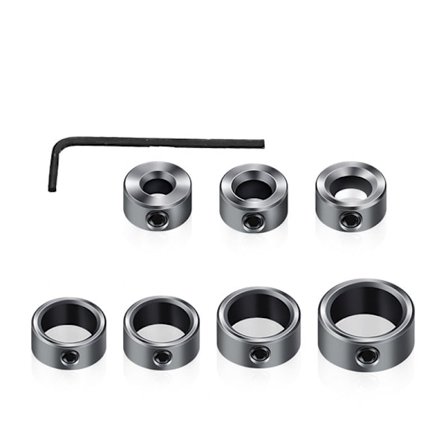 7 st borrdjupsspärrsats ringborr, borrdjupbegränsare, positionsavståndsring, svart (3/4/5/6/8/10/12 mm)