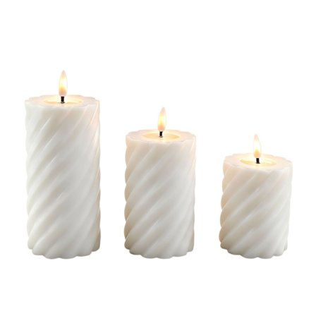 LED flammefrit sæt med ægte vokslys – 3 størrelser