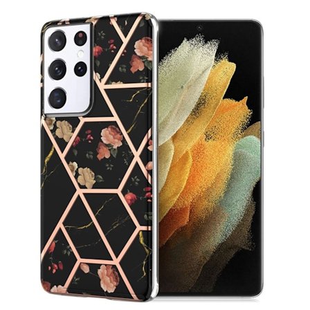 Marmormotiv Samsung Galaxy S21 Ultra 5G skal - Svart Marmor / Blomma