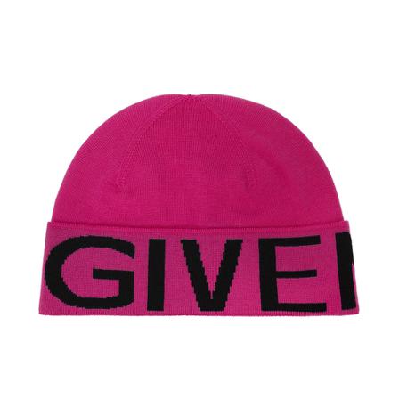 Givenchy Wool beanie with logo Pink, Herre Accessories, Størrelse: ONE Size