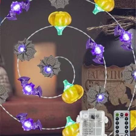 Pumpa Bat Spider Ljussträng Glöd Skräck Led Dekoration Ljus Trick Or Treat 2023 Dekoration färgglad 2m