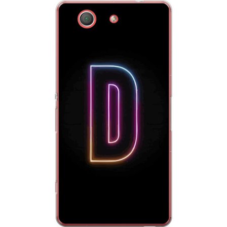 Yhteensopiva Puhelinkuori Sony Sony Xperia Z3 Compact Minimalistinen neonkirjain D väriä vaihtavassa valossa mustaa taustaa vasten modernissa digita