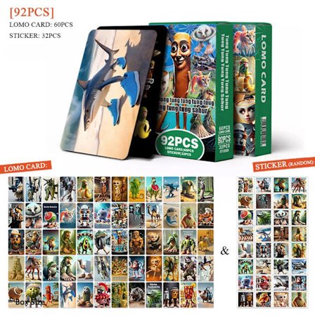 92 stk italienske Brainrot tegneseriekort Tralalero Tralala Tungtung Sahur Brainrot Game Card Børnefest Klassisk legetøj Saml gaver