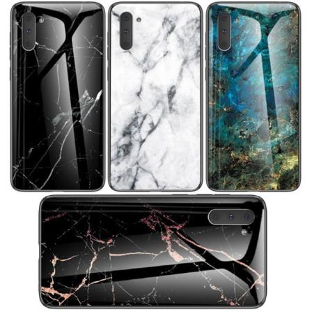 Samsung Note 10 Marmorskal 9h Härdat Glas Baksida Glassback V2 Black Svart/guld