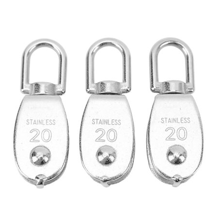 3 stk. enkelt remskive blok rustfrit stål 360 roterende M20 hængende wire trækhjul til kran