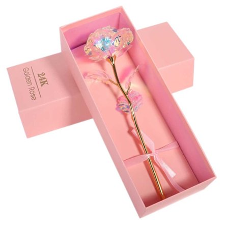 24 Carat Gold -Plated Diamond Rose 24K Rose i gavepakke