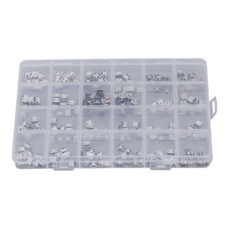 240 Styk Micro USB Stiksæt Rustfrit Stål Enkelt Række Hun Port Stik