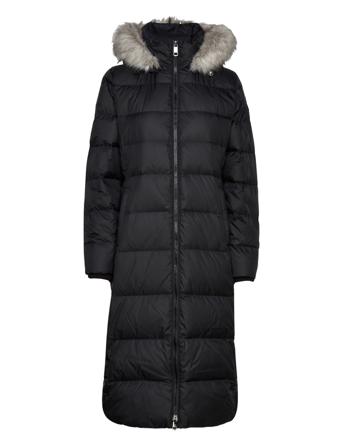 Tyra Down Maxi With Fur Foret Jakke Sort Tommy Hilfiger