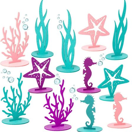 24 stk. følte havfrue fødselsdag dekorationer midterstykker under dekorati