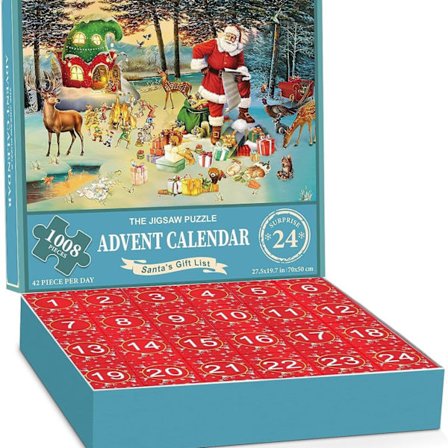 Puslespill Adventskalender 2025, 1008 Puslespillbrikker 35 Dager Jule Nedtelling Adventskalendere_Stil P