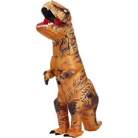 Oppblåsbar T-Rex Dinosaurkostyme for Voksne og Barn, Halloween Kostyme Brun Tyrannosaurusdrakt med Vifte, One Size Fits All