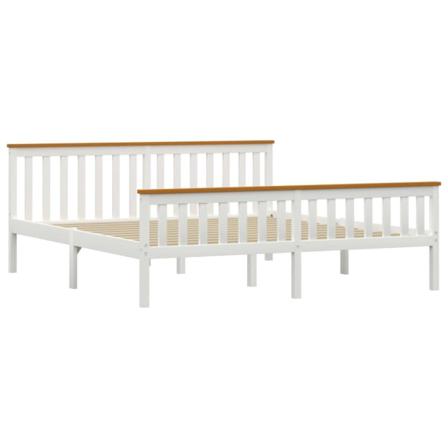 Vidaxl Sängram Vit Massiv Furu 180x200 Cm Vit