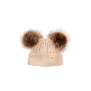 Bjällra Couture Beige Pom Pom Beanie One Size - Headwear - One size - Beige
