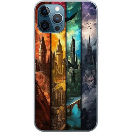 Kompatibel Mobilcover til Apple Apple iPhone 12 Pro Fire magiske slotte i forskellige elementfarver, episk fantasykunst med ild vand luft og mørke i