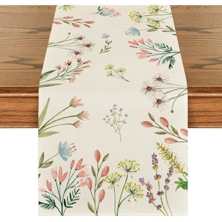 33x183cm, Blommiga blad vår bordslöpare, säsongsbetonade blommor sommar kök matbord dekoration