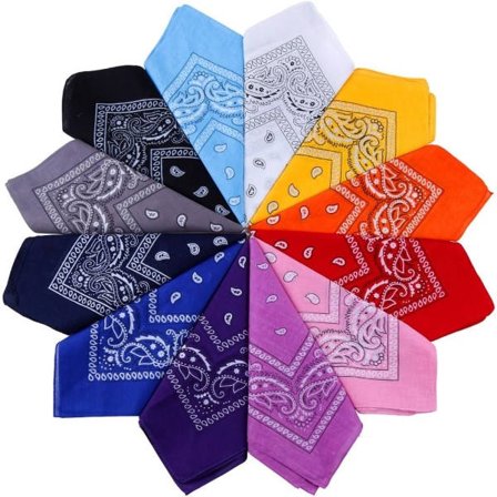 12 stk 12 Farger 54*54cm Pakke Bandana Sjal Unisex Lommetørkle,