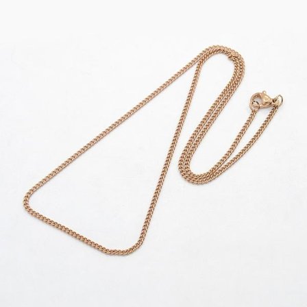 Unisex kedja i Rödguldpläterad AISI 304 stål 45 cm ,2mm bred