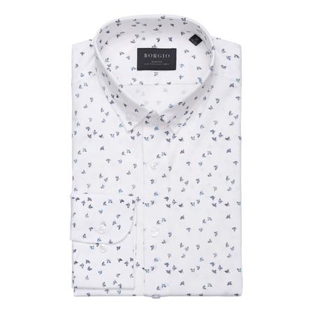 Borgio, koszula calimera 00241 długi rękaw slim fit Biały, Mężczyzna, Rozmiar: M