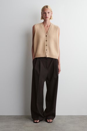 COS Women's Gilet In Maglia Misto Cashmere in Beige
