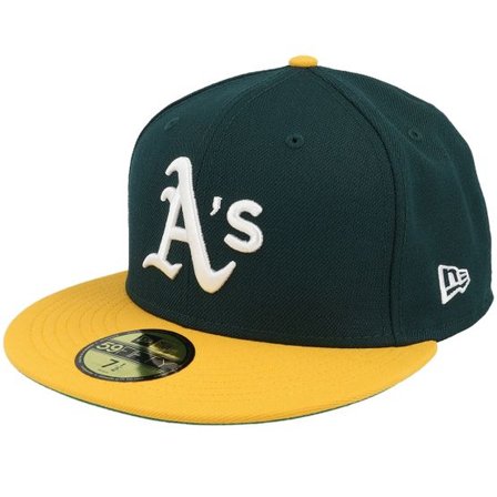 New Era - MLB Grön fitted Keps - Oakland Athletics Peak Prestige 59FIFTY Dark Green/Ancient Gold Wool Fitted @ Hatstore
