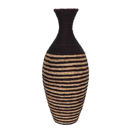 Musta metallimaljakko luonnonköydellä, 25x25x69 cm